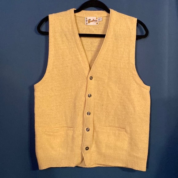 Vintage Barclay 100% Lambs Wool Yellow Sweater Vest - Picture 1 of 6